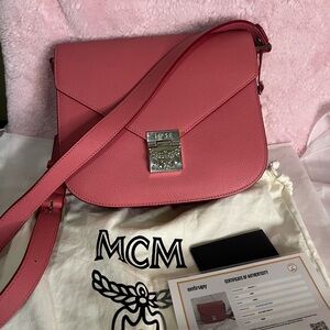MCM Patricia Rose Crossbody Bag with Silver Accents